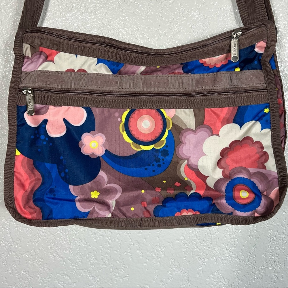Lesportsac Blue and Pink Shoulder Bag with Floral Design